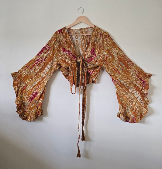 Lily of the Incas Wrap Crop Top in Sunshine Tye Die