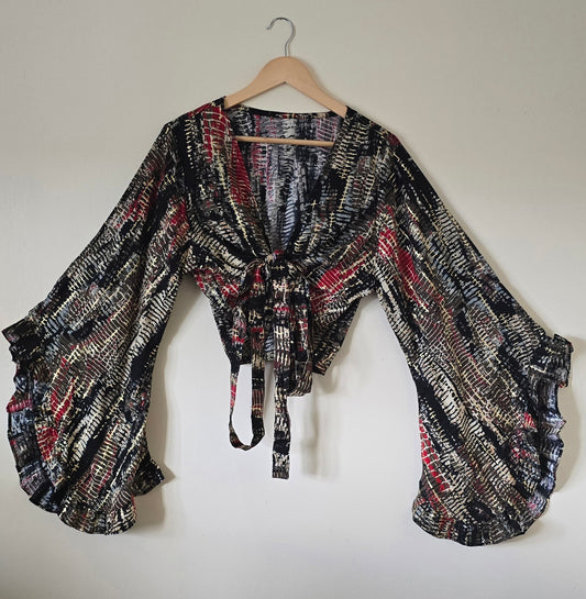 Lily of the Incas Wrap Crop Top in Indigo Tye Die