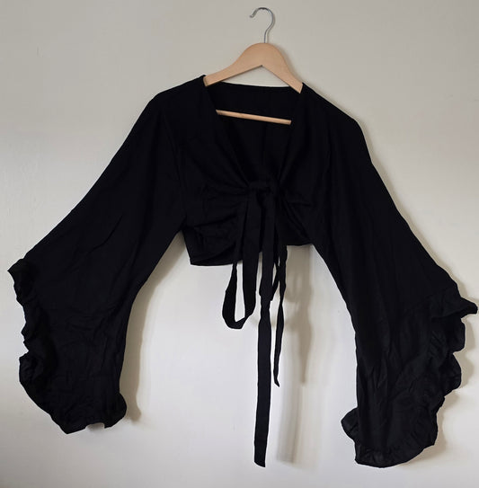 Lily of the Incas Wrap Crop Top in Noir