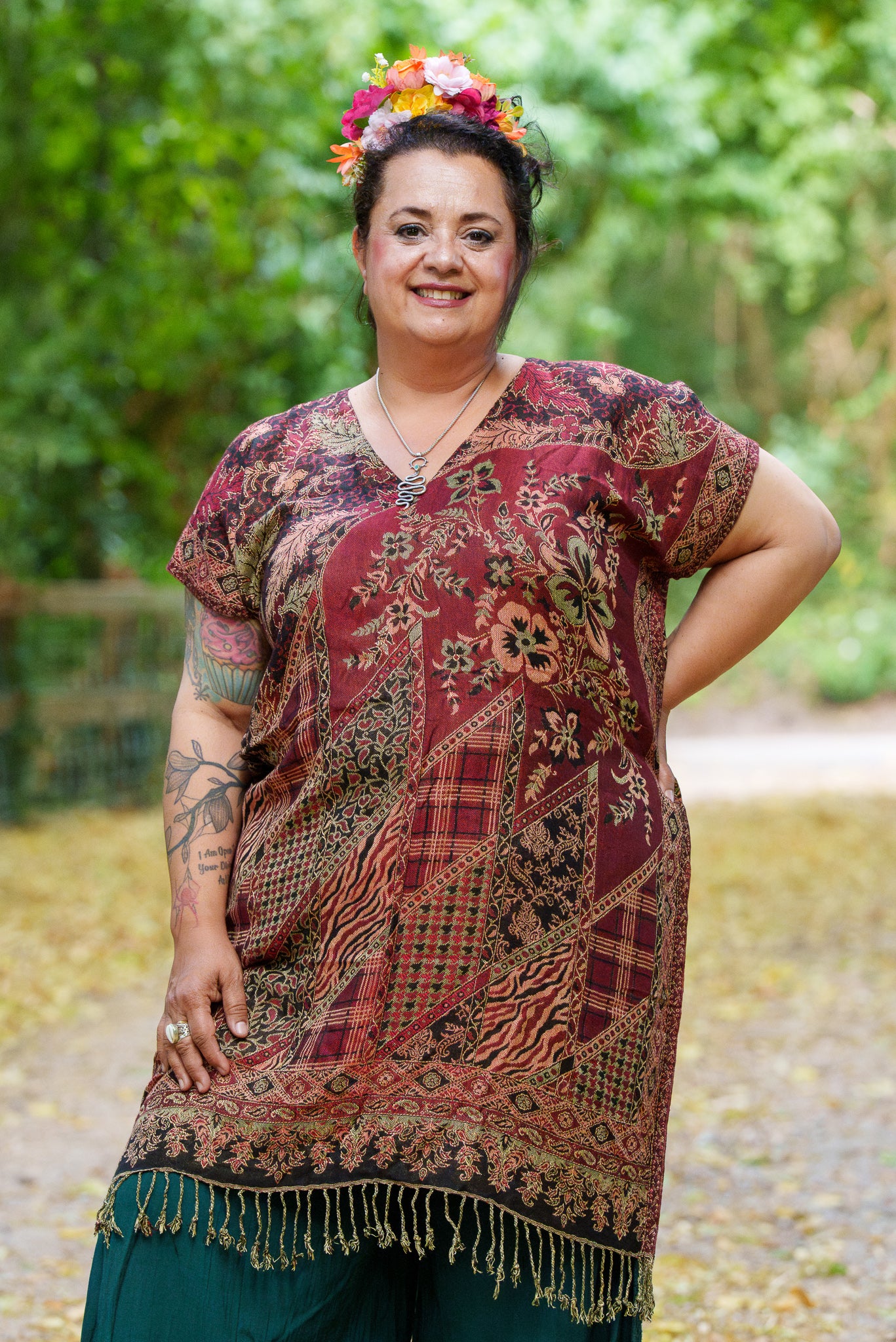 Moon Child Top Tunic in Maroon